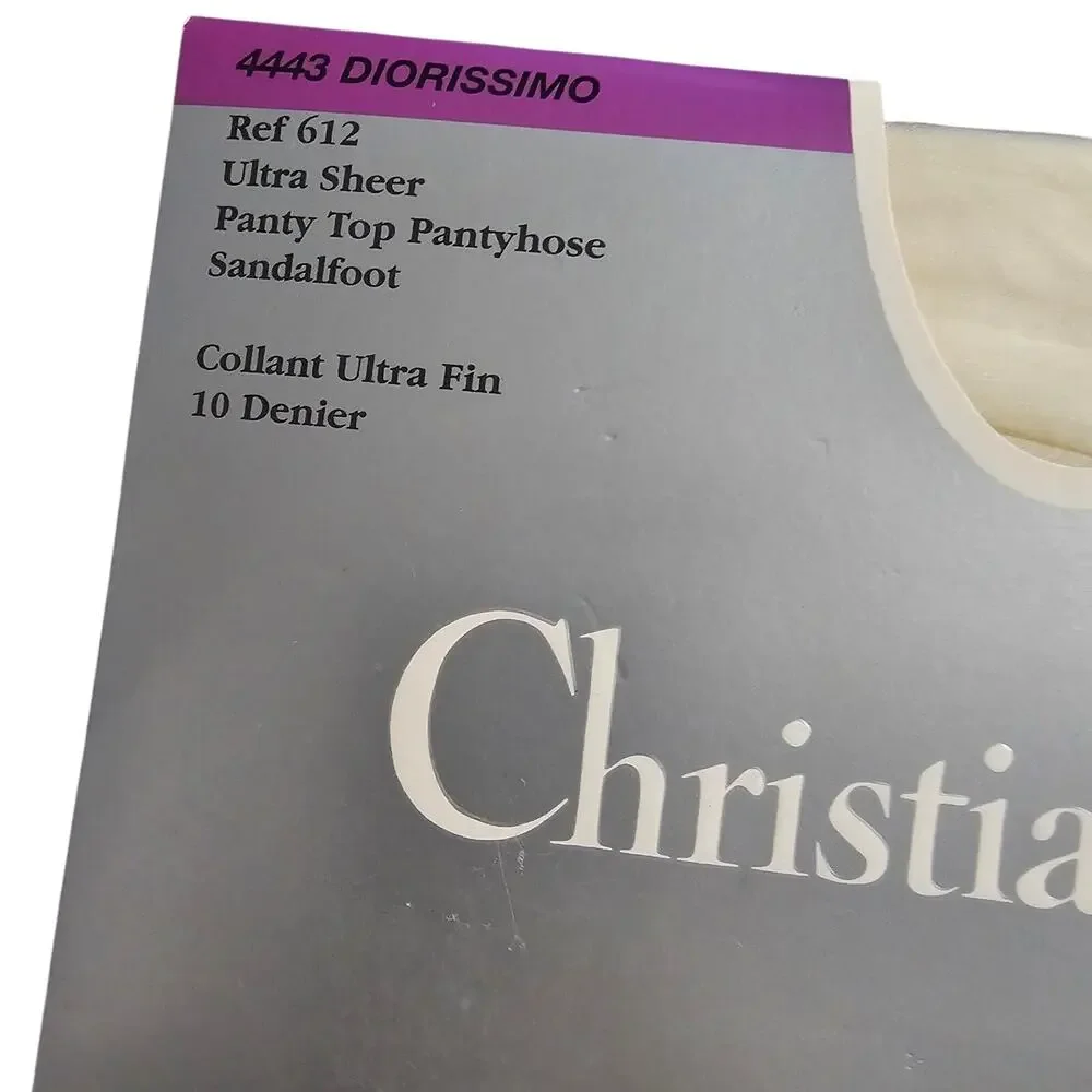 Vintage Christian Dior Diorissimo Pantyhose 4443 Sheer Ivory Size Petite NOS